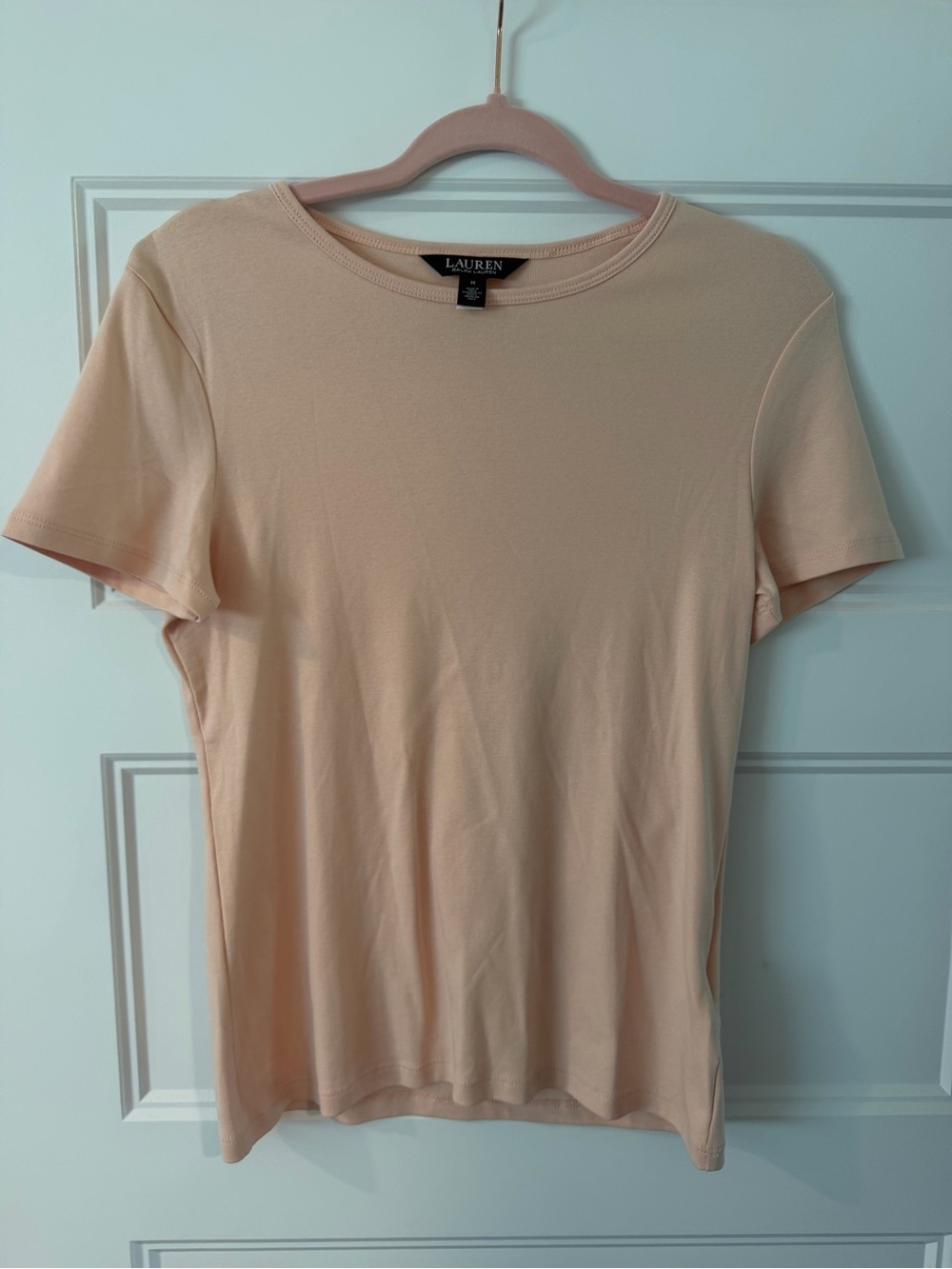 Lauren Ralph Lauren Short-Sleeve Crew Neck Tee in Light Peach